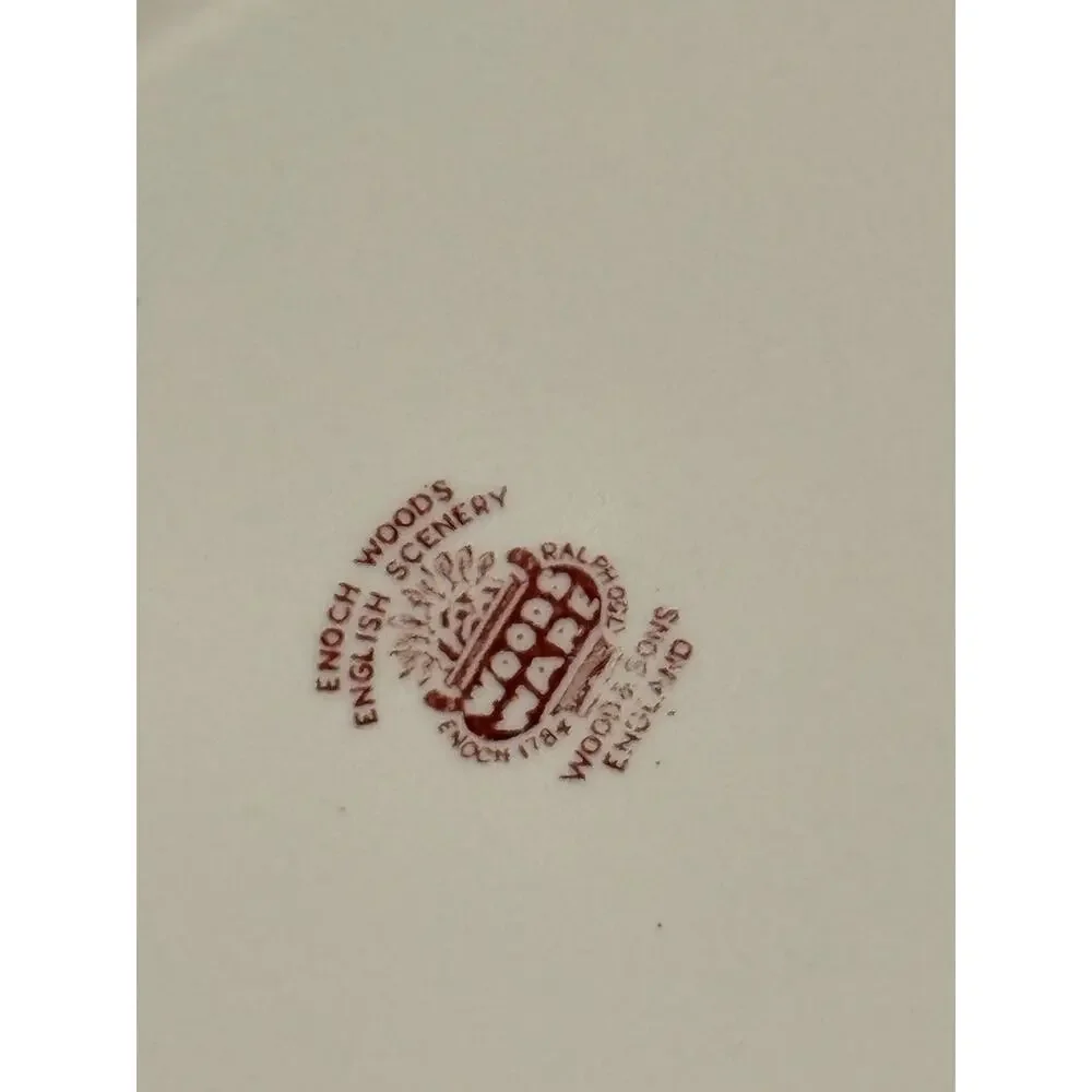2 Vintage Woods & Sons English Scenery Red Transferware Oval Serving Plates